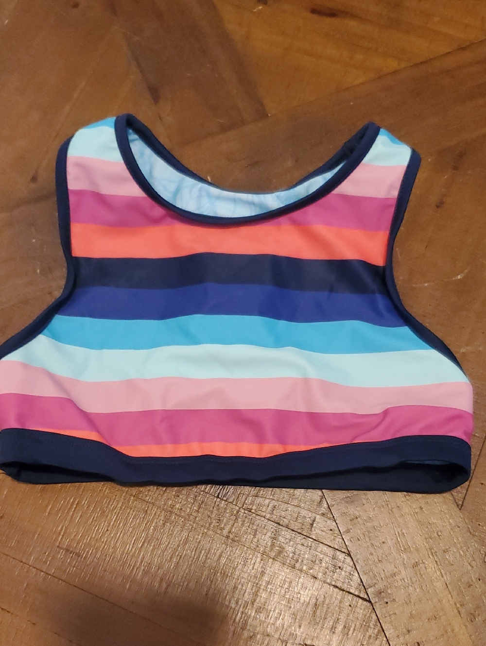 Eddie Bauer Girls' Striped Bikini Top in Navy, Pink, Coral, Light Blue